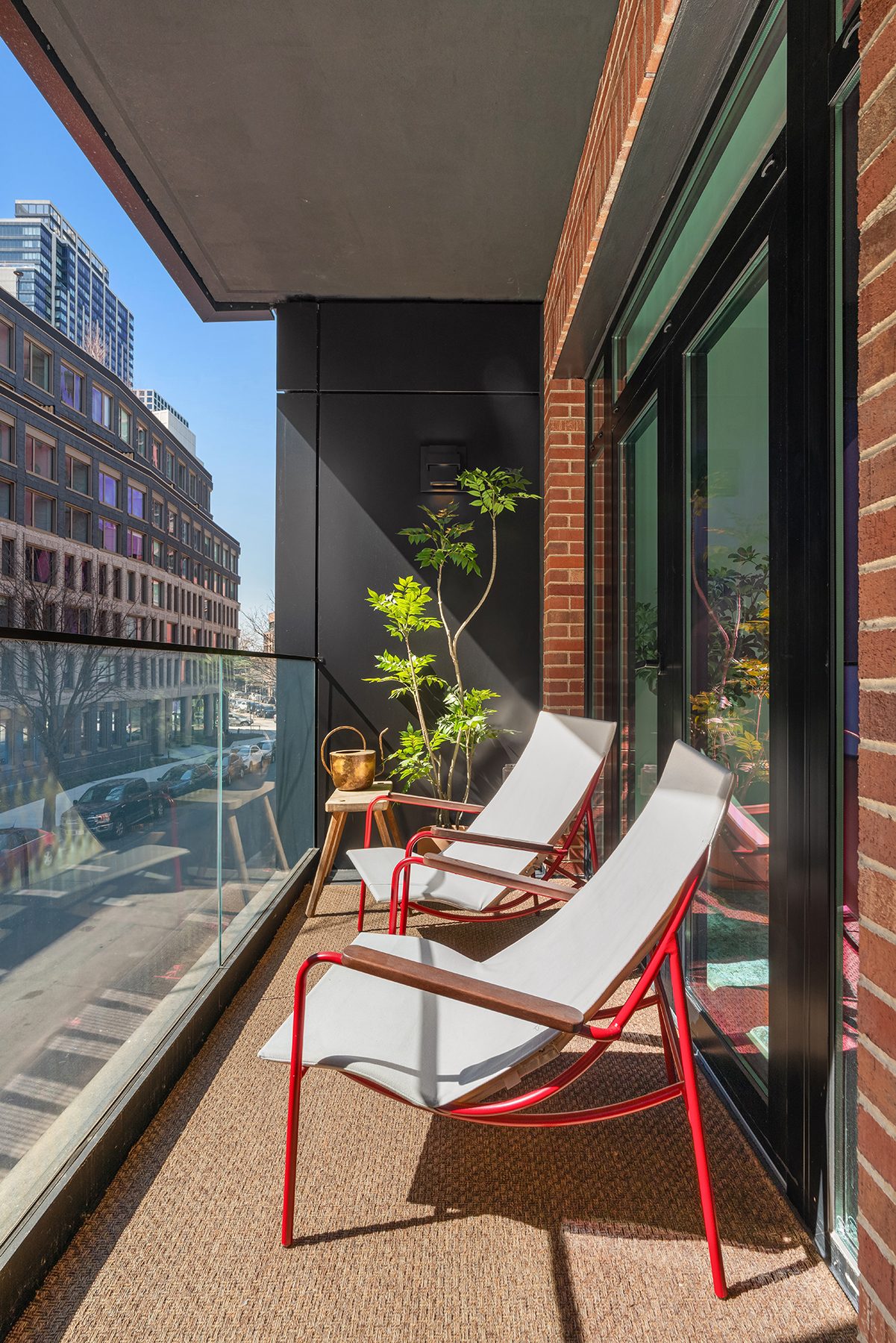 Private balcony with the skyline beyond
